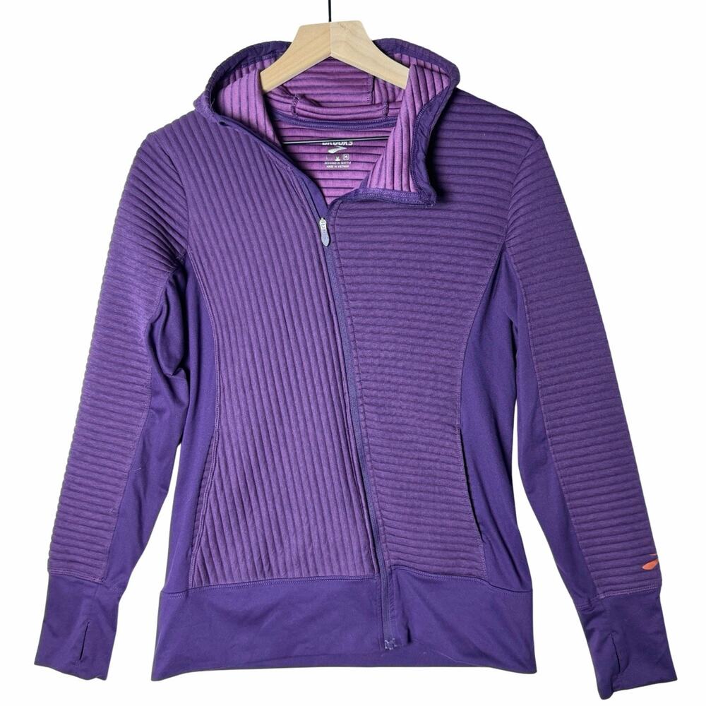 Brooks Running Fly By Zip-Up Hoodie Jacket Purple size M